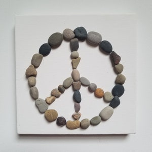 Peace Sign Pebble Art Rustic Decor