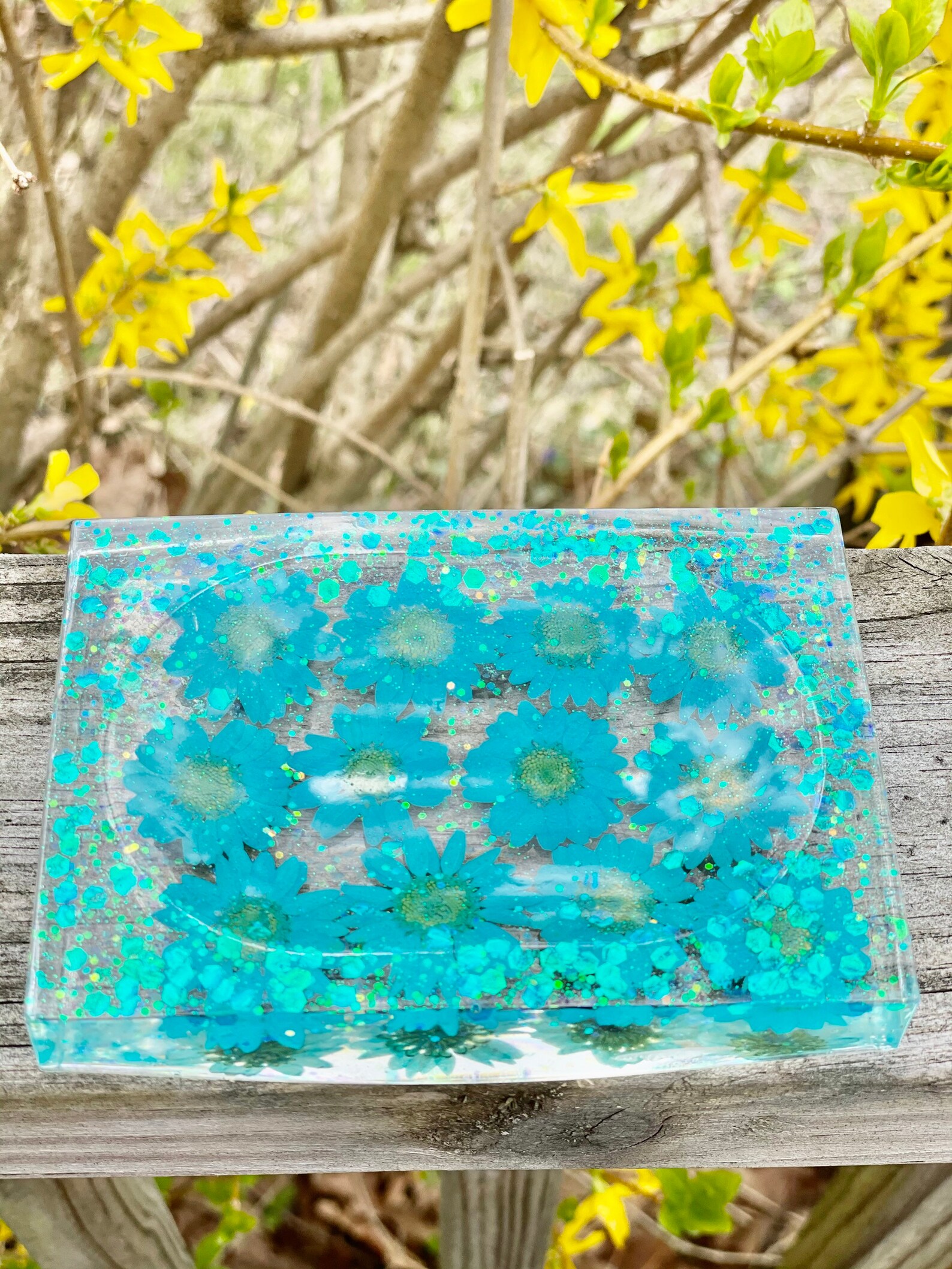 Harz Blue Flower Power Seifenschale | Etsy