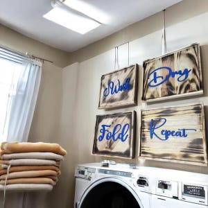 Laundry Room wall decor bathroom signs rustic wood custom sign
