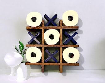 Tic Tac Toe Toilet Paper Holder: Special Walnut Bathroom Storage