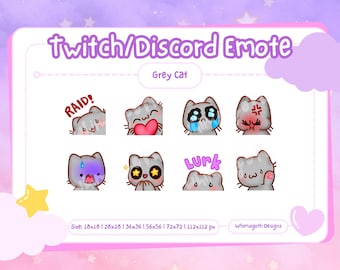 Grijze kat-emoties | Twitch & Discord-bundel (digitale download)