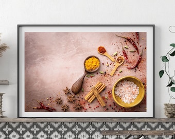 Spices Photography Print: Rustic Kitchen Wall Art