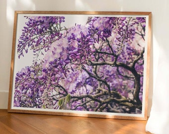 Wisteria Wall Art, Purple Flower Photo, Spring Flowers Print, Botanical Wall Art, Pretty Decor, Purple Wall Art, Purple Bedroom Print