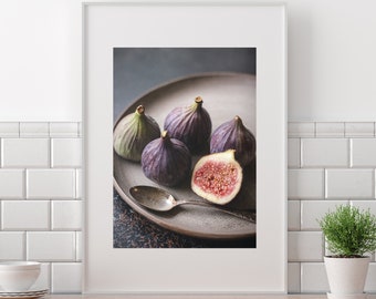 Kitchen Wall Decor, Figs Print, Rustic Kitchen Wall Art Print, Purple Kitchen Print, Tradtional Food Photography, Restaurant Decor, Cafe Art