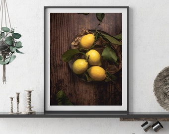 Lemons Kitchen Wall Print, Still Life Photography, Kitchen Wall Art, Food Photography, Home Decor Print, Kitchen Decor, Fruit Photography