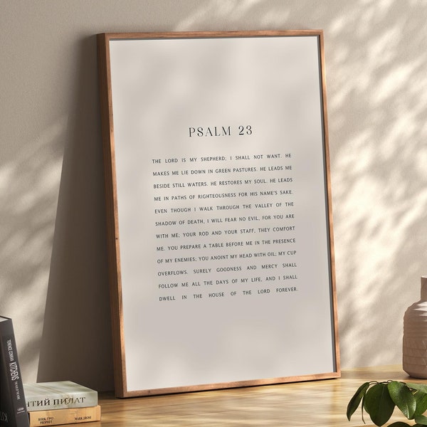 Psalm 23 Wandkunstdruck, christlicher Glaubensplakate, Bibel-Vers-Dekordrucke, minimalistische Textdrucke, moderne christliche Schriftkunst