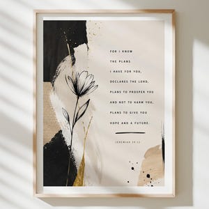 Jeremiah 29:11 Bible Verse Print, Christian Wall Art, Faith Posters, Bible Verse Decor, Modern Christian Scripture Art