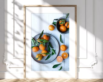 Kitchen Wall Decor, Orange Fruit Photo, Elegant Kitchen Decor, Pantry Wall Art Prints, Clementines Kitchen Art, Food Photography, Cafe Art