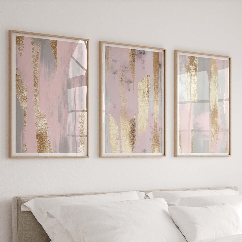 Pink Gold Wall Art - Etsy