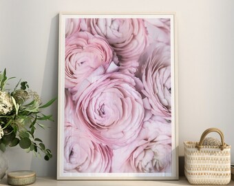 Pink Floral Wall Art, Ranunculus Wall Art Print,  Floral Prints, Botanical Wall Art, Nursery Wall Art, Pink Bedroom Decor, Pretty Room Decor