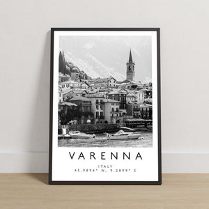 Varenna Druck, Comer See Poster, Reisefotografie, Reisedruck, Italien Druck, Reisedeko, Schwarzweißkunst, Europakunst