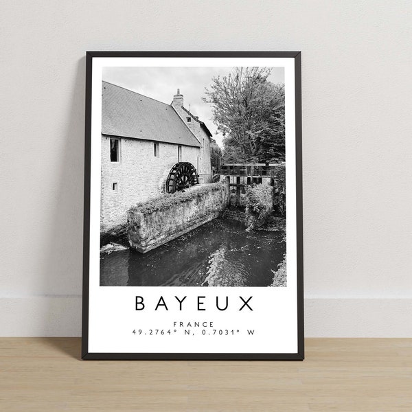 Bayeux Print, Bayeux Poster, Travel Photography, Travel Print, France Print, Travel Decor, Black and White Art, French City