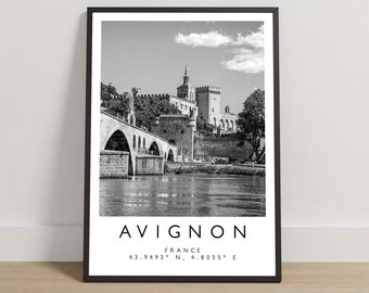 Avignon Print, Avignon Poster, Travel Photography, Travel Print, France Print, Travel Decor, Black and White Art, French City