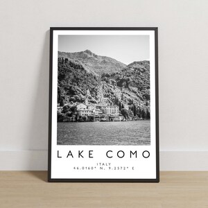 Stampa del Lago di Como, Poster del Lago di Como, Fotografia di viaggio, Stampa di viaggio, Stampa dell&#39;Italia, Decorazioni di viaggio, Arte in bianco e nero, Arte europea