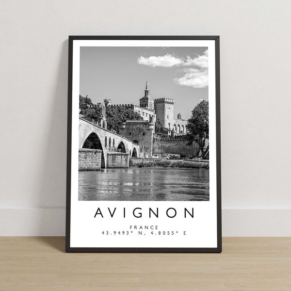 Avignon Print, Avignon Poster, Travel Photography, Travel Print, France Print, Travel Decor, Black and White Art, French City