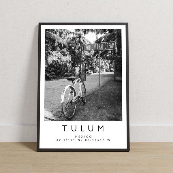 Tulum Print, Tulum Poster, Travel Photography, Travel Print, Mexico Print, Travel Decor, Black and White Art, Yucatán