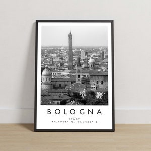 Bologneser Druck, italienisches Poster, Reisefotografie, Italien-Druck, Reise-Dekor, Schwarzweiß-Kunst, Europa-Kunst