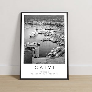 Calvi Druck, Calvi Poster, Reise-Fotografie, Frankreich Print, Reise-Dekor, Schwarzweiß-Kunst, French City