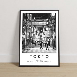 Impresión de Tokio, póster de Tokio, fotografía de viajes, impresión de viajes, impresión de Japón, decoración de viajes, arte en blanco y negro