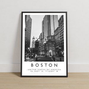 Boston Print | Boston Poster | Travel Photography | Travel Print | America Print | Black and White Art | USA Poster | Massachusetts