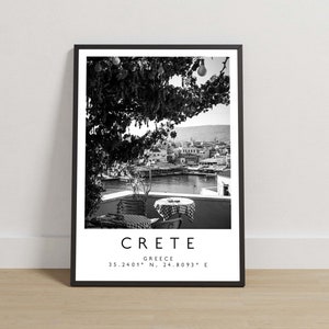 Crete Print, Crete Poster, Travel Photography, Travel Print, Greece Print, Travel Decor, Black and White Art, Greek Islands