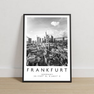 Frankfurt Print, Frankfurt Poster, Travel Photography, Travel Print,  Germany Print, Travel Decor, Black and White Art