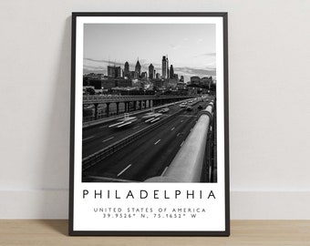 Philadelphia Print, Philly Poster, Travel Photography, Travel Print, America Print, Black and White Art, USA Poster, Pennsylvania