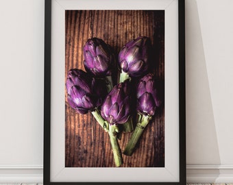 Kitchen Wall Decor, Artichokes Print, Wall Art Prints, Vegetable Photo, Rustic Kitchen, Farmhouse Decor, Food Photography, Cafe Art