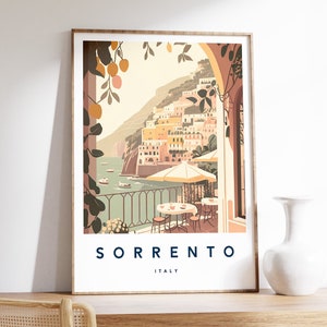 Impresión de ilustración de Sorrento, póster de Sorrento, arte mural italiano, impresión de viaje, impresión de Italia, decoración de viaje, impresión de viaje colorida, A5/A4/A3/A2