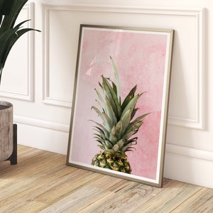 Pineapple Pink Wall Art, Tropical Print, Pineapple Poster, Pineapple Art, Wall Art, Minimalist, Contemporary Print, Food Photography image 1