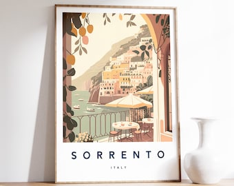 Sorrento Illustration Print, Sorrento Poster, Italian Wall Art, Travel Print, Italy Print, Travel Decor, Colourful Travel Print, A5/A4/A3/A2
