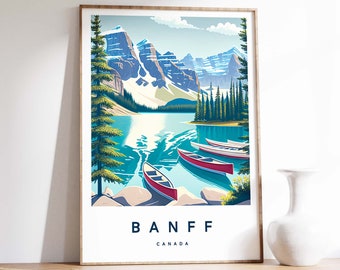 Banff Illustration Print, Banff Poster, Canada Wall Art, Canada Travel Art, Travel Print, Alberta Travel Decor,  A5/A4/A3/A2