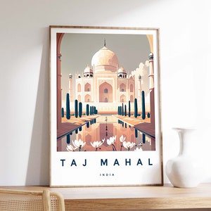 Taj Mahal Illustration Print, Taj Mahal Poster Wall Art, Travel Print, India Print, Travel Decor, Indian Colourful Travel Print, A5/A4/A3/A2