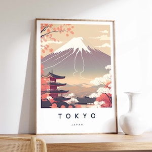 Impression d&#39;illustration de Tokyo, affiche de Tokyo, art mural Japon, impression de voyage, impression du mont Fuji, décoration de voyage, impression de voyage colorée, A5/A4/A3/A2