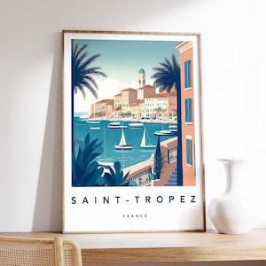 Saint-Tropez Illustration Print, Saint-Tropez Poster, French Riviera Art, Cote d'Azur Art, Travel Print, France Travel Decor,A5/A4/A3/A2