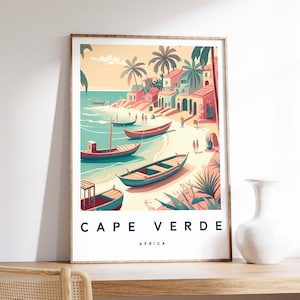 Kap Verde Illustration Druck, Kap Verde Poster Wandkunst, Reise Druck, Afrika Insel Druck, Reise Dekor, Bunter Reise Druck, A5/A4/A3/A2