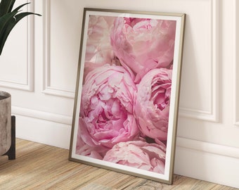 Rosa Pfingstrosen Kunstdruck - Romantische Blumen Wand Dekoration