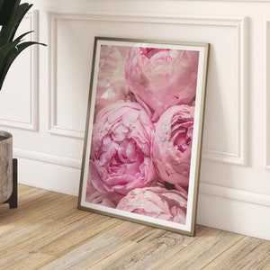 Pink Peonies Wall Art, Floral Prints, Peony Poster Print, Floral Wall Art, Pretty Decor, Romantic Bedroom Art, Parisian Fashion Flower Print