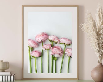 Pink Ranunculus Print, Floral Wall Art, Pink Floral Print, Botanical Wall Art, Pretty Decor, Blush Pink Art, Girl's Nursery Decor