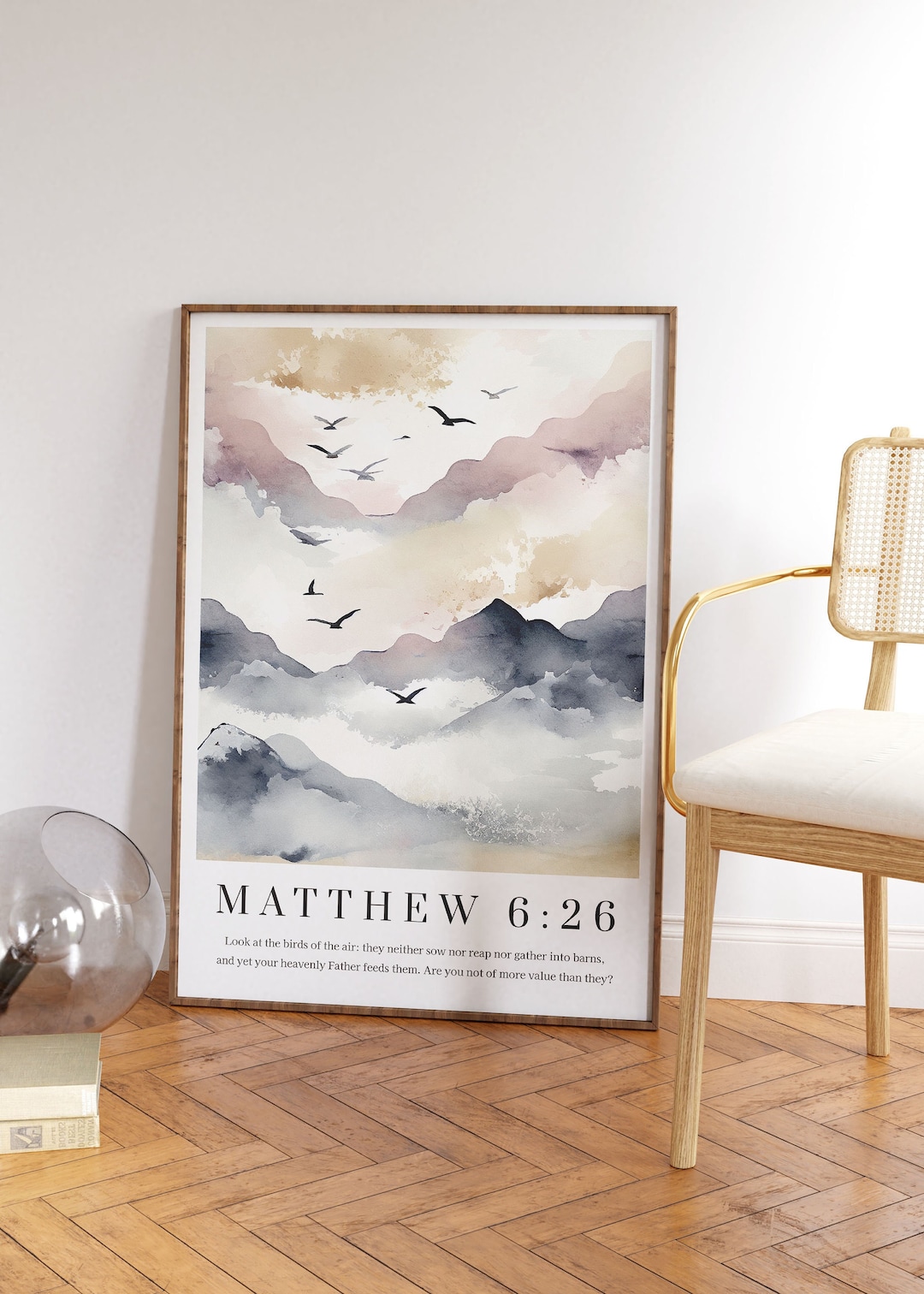 Matthew 6:26 Wall Art Print, Christian Faith Posters, Bible Verse Decor ...