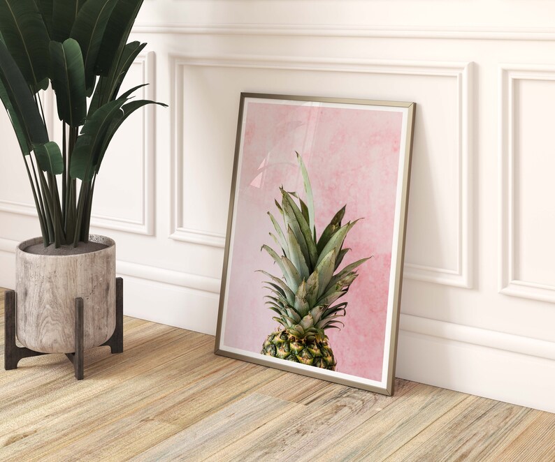 Pineapple Pink Wall Art, Tropical Print, Pineapple Poster, Pineapple Art, Wall Art, Minimalist, Contemporary Print, Food Photography image 1