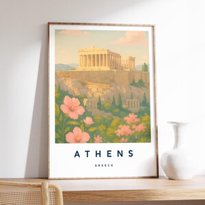 Athens Illustration, Athens Poster, Greece Wall Art, Travel Print, Greece Print, Travel Decor, Colourful Travel Print, A4/A3/A2/A1