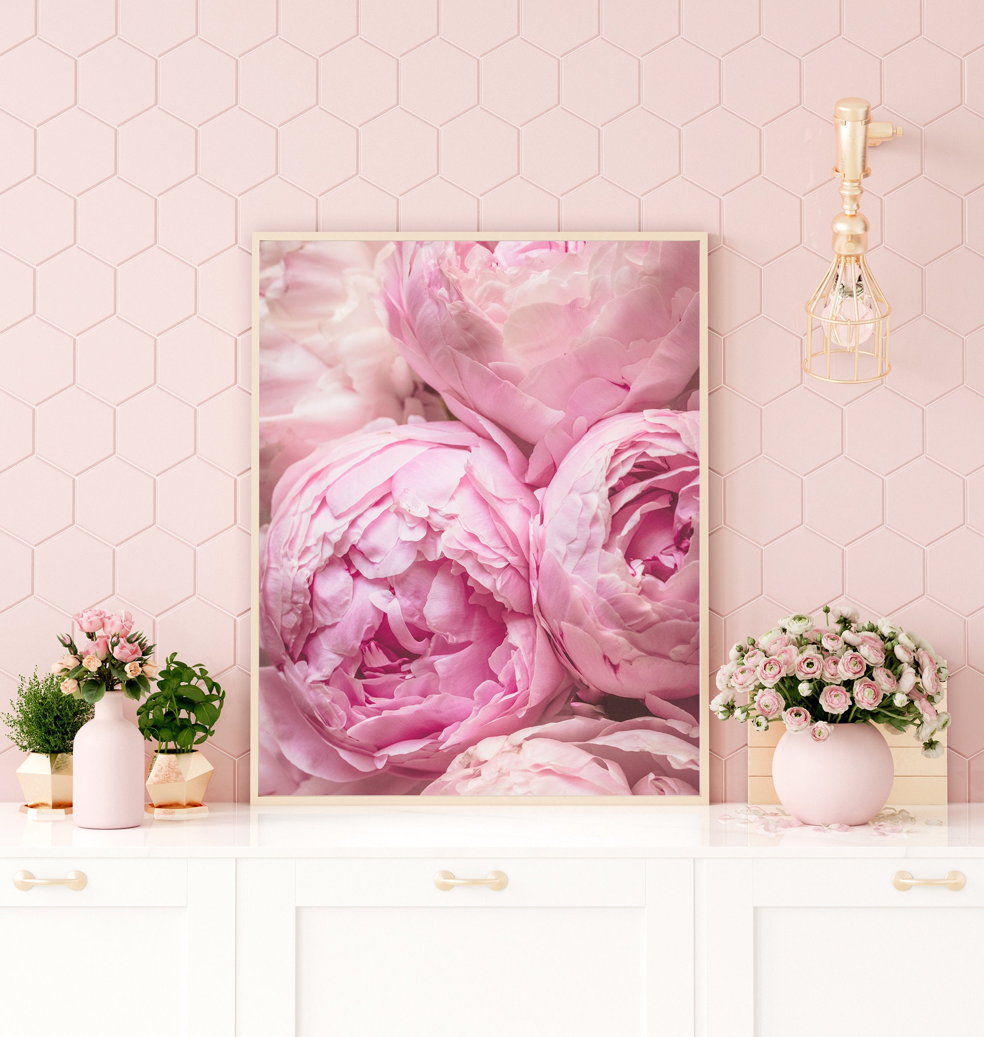 Pink Peonies Wall Art Floral Prints Peony Poster Print - Etsy UK