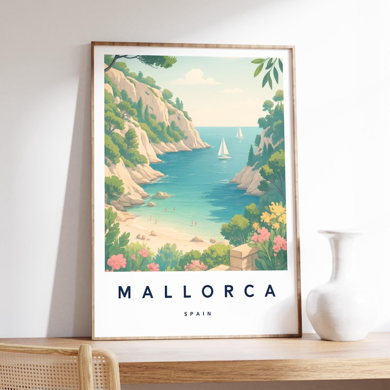 Mayorca Print Mallorca Illustration Print, Mallorca Poster, Spain Wall Art, Travel ...