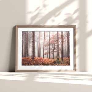 Tree Photography Wall Art, Foggy Autumn Woodland Landscape, Forest Wall Art, Botanical Wall Art, Living Room Print, Office Wall Art 画像 6