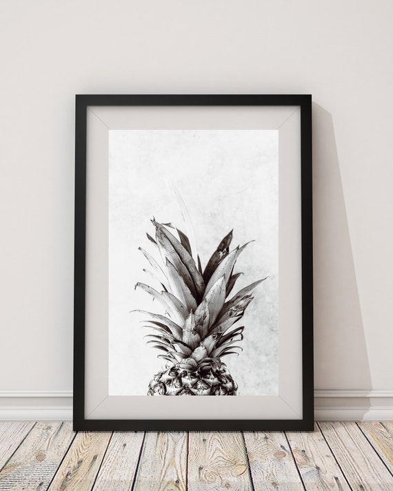 Pineapple Wall Art Pineapple Poster Minimalist Wall Decor Tropical Print Black and White Pineapple Print Kitchen Art