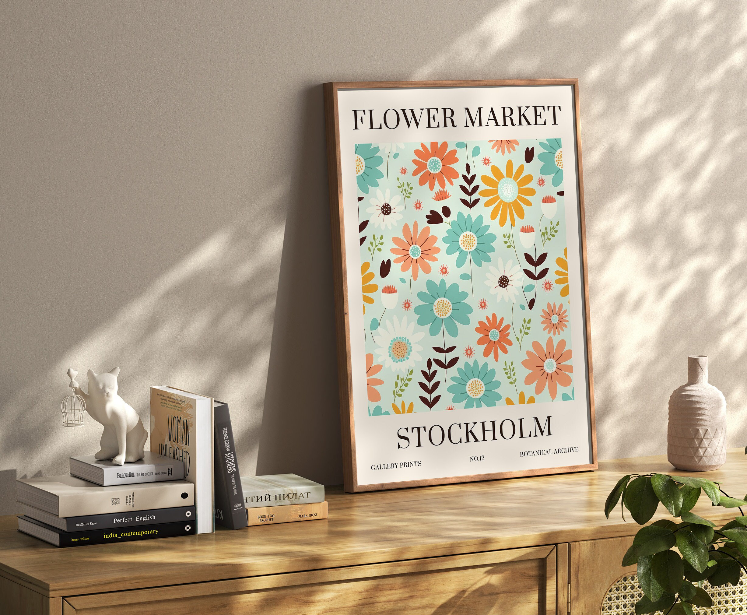 Flower Market London Green' Poster, picture, metal print, paint by Pin  Surreal