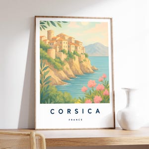 Korsika Illustration Druck, Korsika Poster, Frankreich, Wand Kunst, Reise Druck, Französische Insel, Reise Dekor, Bunt Reise Druck, A4/A3/A2/A1