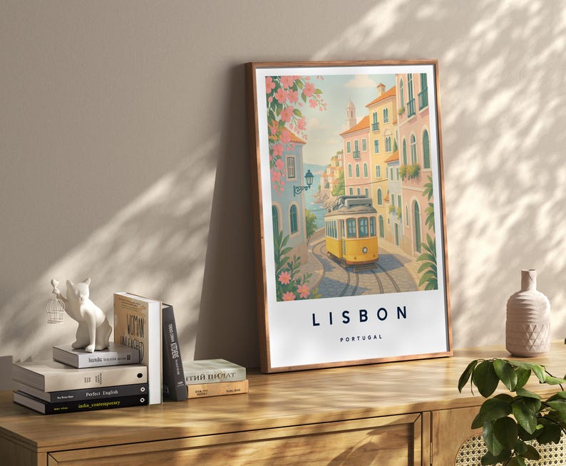 Lisbon Illustration Print, Lisbon Poster, Portugal Wall Art, Travel Print, Potuguese Print, Travel Decor, Colourful Travel Print,A4/A3/A2/A1 image 2