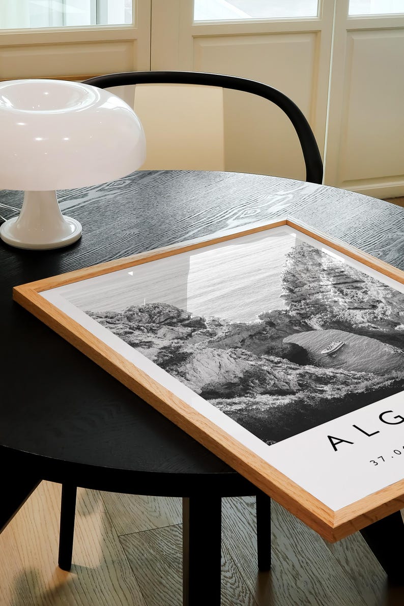 Algarve Portugal Travel Poster, Black and White Location Print, Coastal Wall Art, Portuguese Destination Photography, European Art image 8